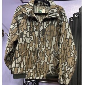 Saf-t-Bak Realtree Mens 80s 90s Camo Fleece Full Zip Up Jacket Large Made in USA